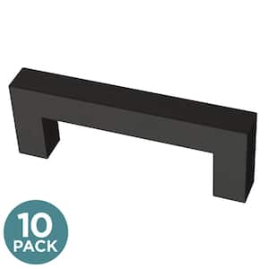 Modern Square 3 in. (76 mm) Modern Matte Black Cabinet Drawer Pulls with Open Back Design (10-Pack)