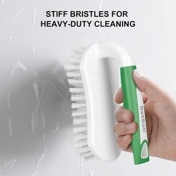 BITOPE 2 Pack Deep Cleaning Brush Set, Scrub Brush With Comfort Grip, Stiff Bristles Cleaner Scrubber For Kitchen, Sink, Bathroom, Shower Floor-Blue&White - View #5