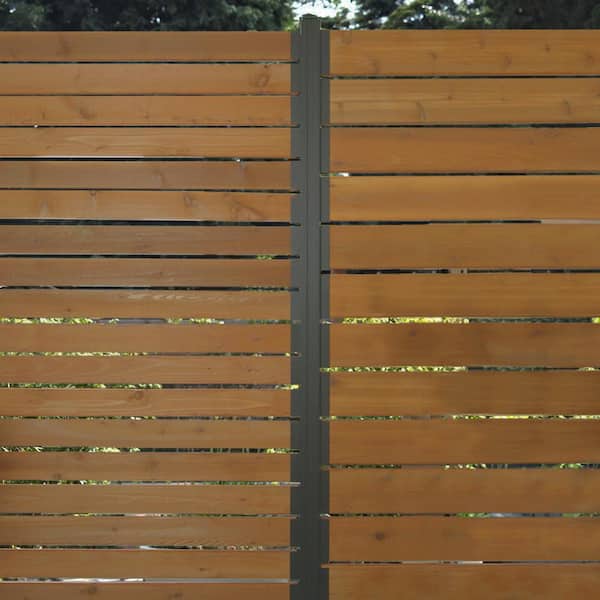 Peak Products Modular Fencing 94 in. H Matte Black Aluminum In-Ground Post  for A 6 ft. H Outdoor Privacy Fence System 2491 - The Home Depot