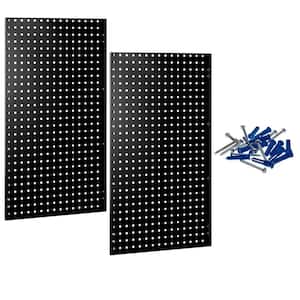 24 In. H x 42-1/2 In. W Steel Square Hole Pegboards in Black 2-Pack