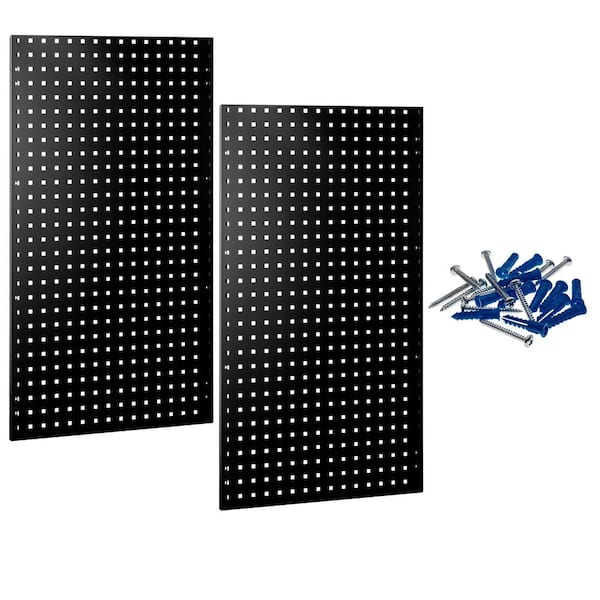 24 In. H x 42-1/2 In. W Steel Square Hole Pegboards in Black 2-Pack