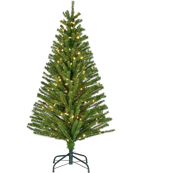 Fraser Hill Farm 5 ft. Downswept Fir Artificial Christmas Tree with Warm White LED Lights