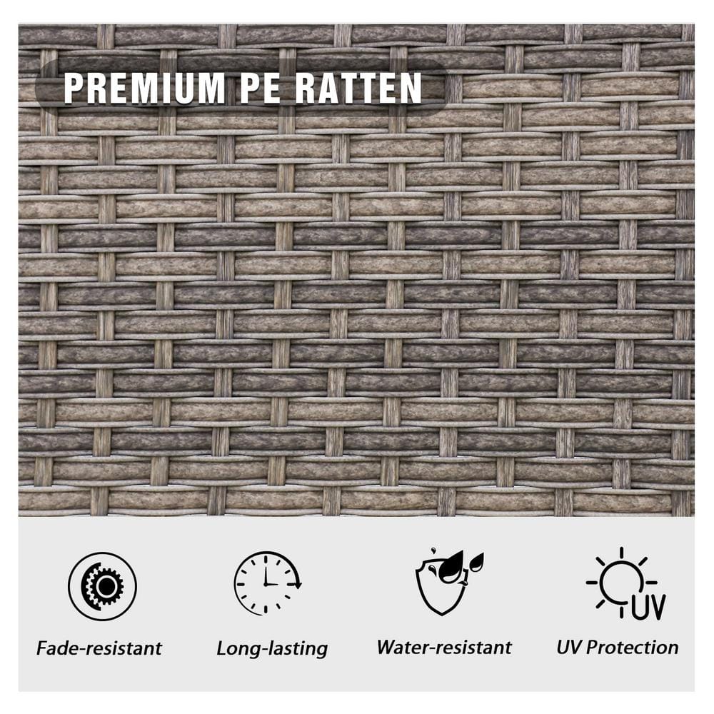 Beige Wicker Rattan 3-Piece Outdoor Chair Set with Side Table