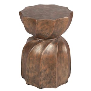 Weathered Copper Hourglass Concrete Indoor Outdoor Side and End Table