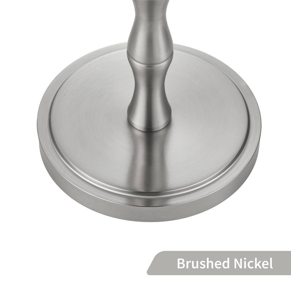Brushed Nickel Bamboo Design Floor Lamp with White Drum Shade