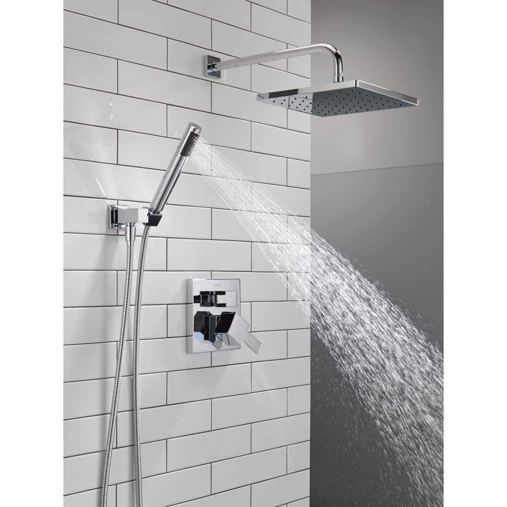 Modern Chrome Raincan Shower System with Handheld Spray