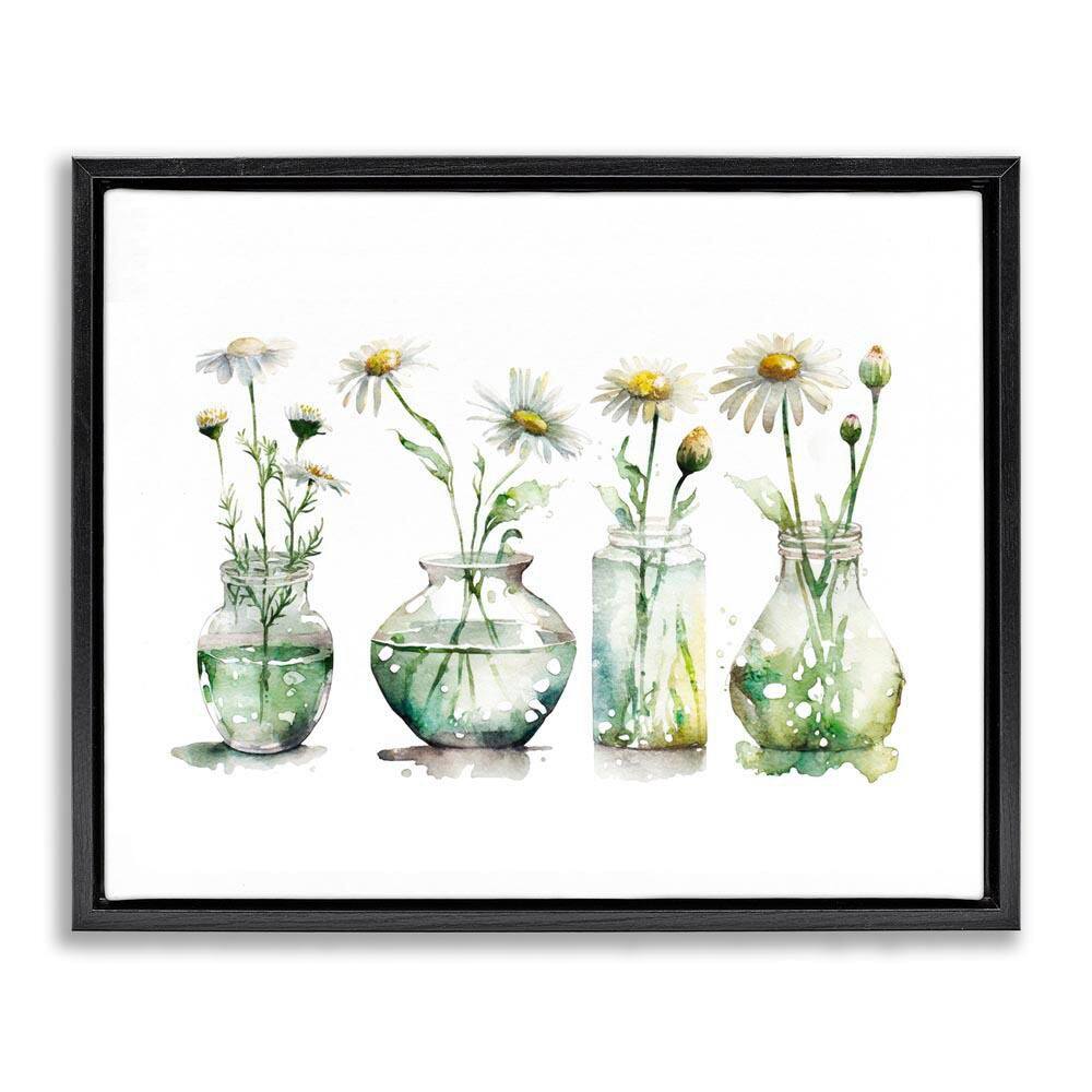 Glass Vases Daisies by Svetlana Aleynikova Black Floater Frame Nature Graphic Art Print 17 in. x 21 in. price history on PriceWatchPro