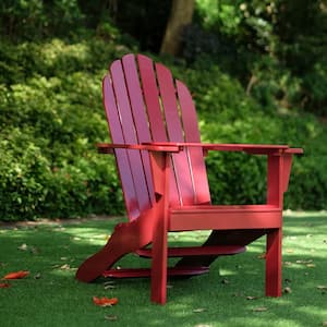 Moni Mahogany Wood Red Adirondack Chair FREE Tray Table
