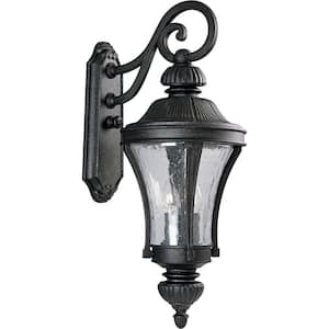 Nottington Collection Gilded Iron 3-Light 26 in. Outdoor Wall Lantern Sconce