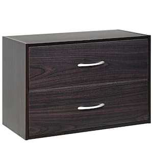 2-Drawer Brown Chest of Drawers 12 in. D x 24 in. W x 16 in. H