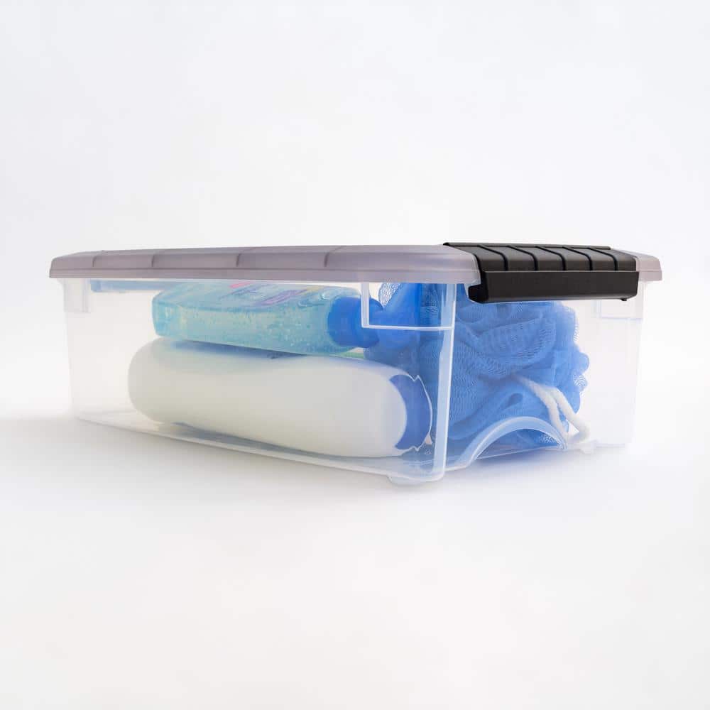 Clear Stackable Plastic Storage Box with Latching Lid, 5 Qt.