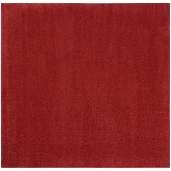 Nourison Essentials 7 ft. x 7 ft. Brick Red Square Solid Contemporary Indoor/Outdoor Patio Area Rug