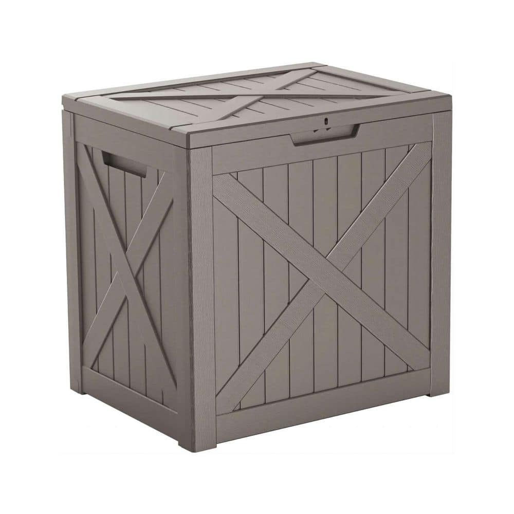Box Projection Texture EFU 35 Gal. Small X-Pattern Gray Wood Grain Resin Deck Box Lockable ...