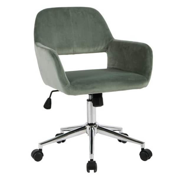 Unbranded Mint Green Velvet Adjustable Swivel Office Chairs with Arms