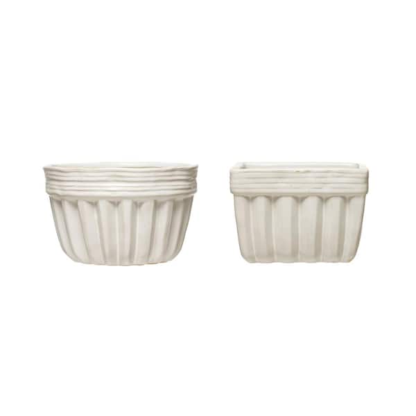 Storied Home 5.25 in. 31 fl. Oz. Reactive Glaze White Stoneware Serving Bowls (Set of 2)