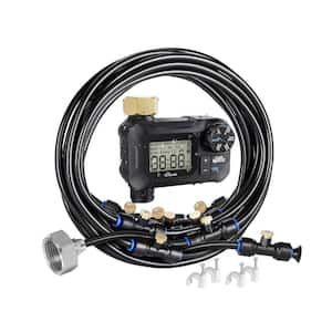 Automatic Misting Cooling System with Timer for Greenhouse 46ft 14M Mist Line 10 Brass Mist Nozzles, Brass Adapter