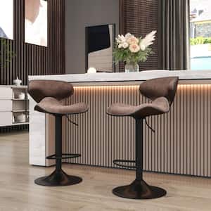 33 in. Brown Low Back Metal Frame Bar Stool With Butterfly Shape ( Set of 2 )