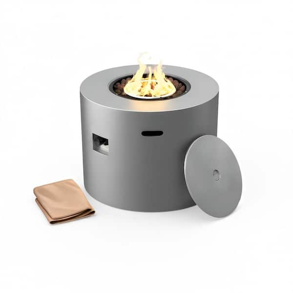 32 in W 50,000 BTU Gray Alloy Steel Propane Gas Outdoor Fire Pit With Concrete Style Design