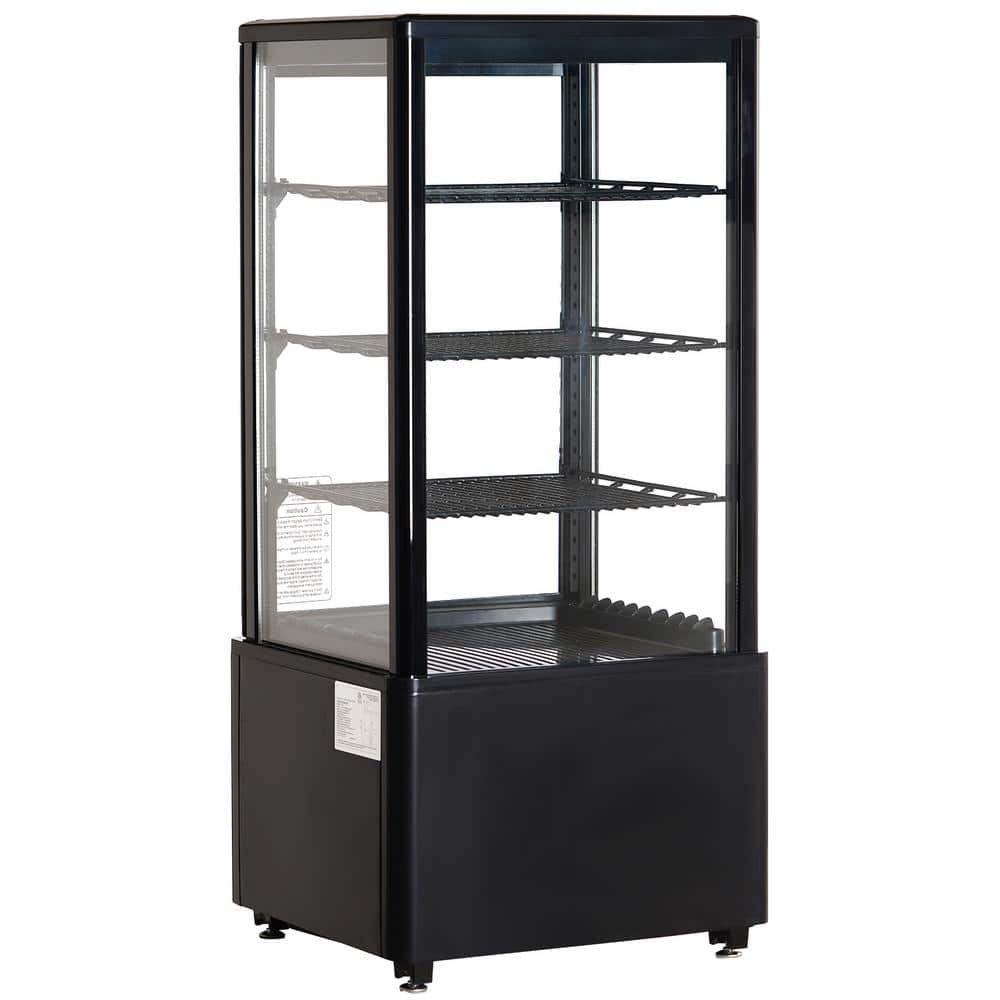 Refrigerated Display Case 16.9 in. W 3 cu.ft. 3-Tier Countertop Pastry Refrigerator LED Lighting TURBO Cooling Black