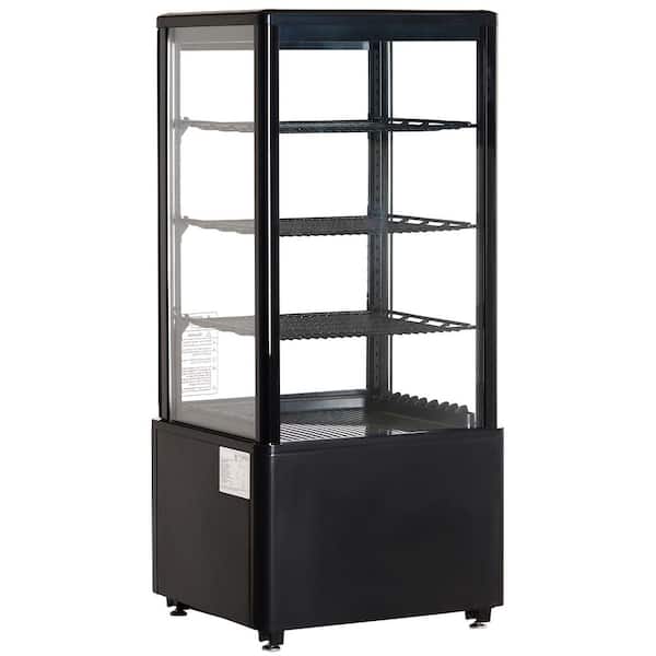 Refrigerated Display Case 16.9 in. W 3 cu.ft. 3-Tier Countertop Pastry Refrigerator LED Lighting TURBO Cooling Black