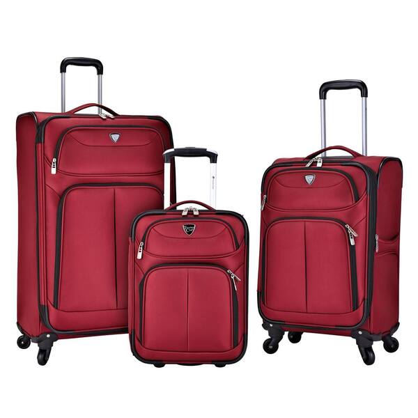 Unbranded 3-Piece Red Softside Luggage Collection with 28 in., 20 in. and 17 in. Vertical Rolling Cases