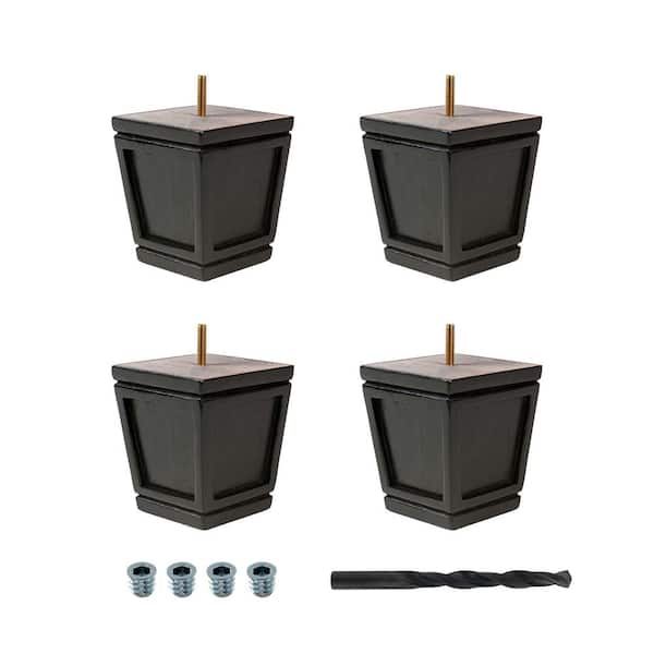 American Pro Decor 4-1/2 in. x 4 in. Stained Espresso Solid Hardwood Round Bun Foot (4-Pack)