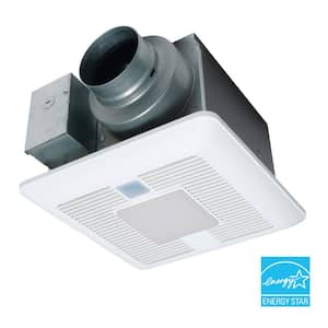 WhisperSense DC fan-LED Lights Motion and Humidity Sensors Delay Timer Pick-A-Flow Speed Selector 50, 80 or 110 CFM