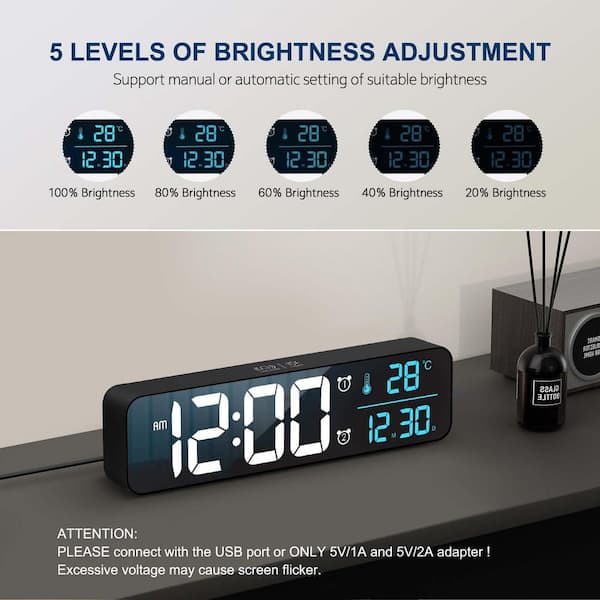 Digital Weather Forecast Clock With Temperature & Humidity Display - Large LCD With Alarm
