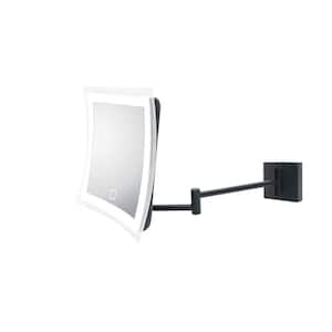 Beauty 8.3 in. W x 8.7 in. H Small Square Lighted Magnifying Bathroom Makeup Mirror in Matte Black
