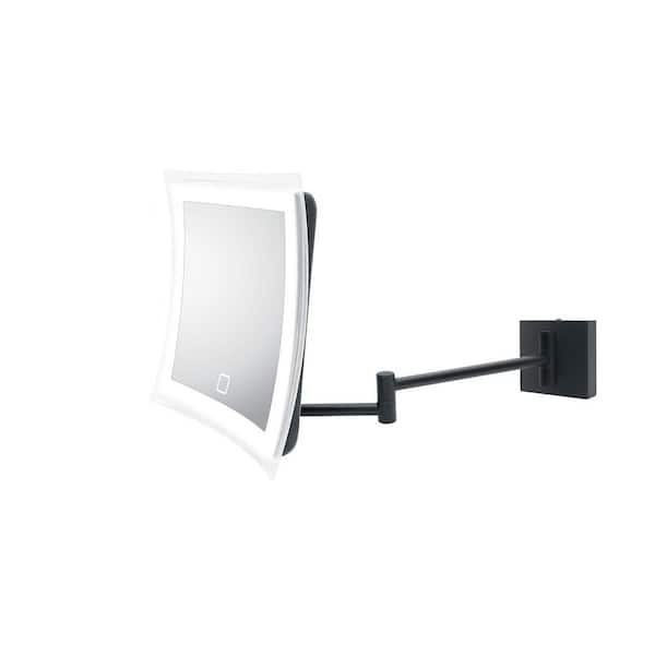 WS Bath Collections Beauty 8.3 in. W x 8.7 in. H Small Square Lighted Magnifying Bathroom Makeup Mirror in Matte Black
