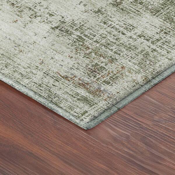 Mayfield Premium Machine Washable Abstract AMF2388 Olive 2 ft. x 3 ft. Accent Rug