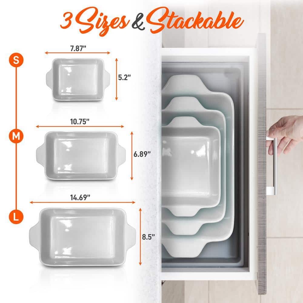 Aqua and White Ceramic 3-Piece Nonstick Bakeware Set