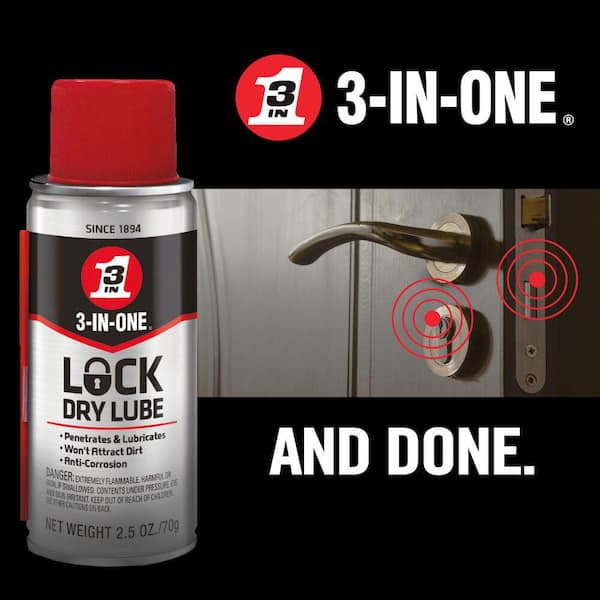 3-IN-ONE Lock Dry Lube 2.5-oz Clear Premium Lock Lubricant with Attachable  Straw in the Hardware Lubricants department at