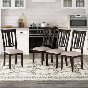 Espresso Industrial Style Wooden Dining Chairs with Ergonomic Design (Set of 4)