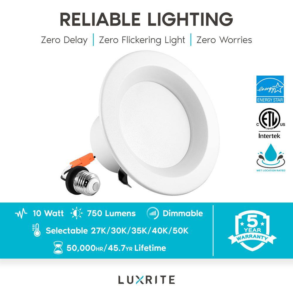 4-Inch White Aluminum LED Recessed Lighting Kit