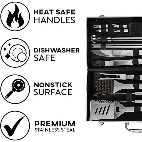 Grillart Heavy Duty BBQ Grill Tools Set. Snake-Eyes Design Stainless Steel