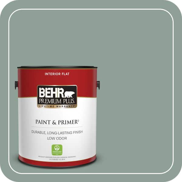BEHR PREMIUM PLUS 1 gal. #QE-44 Eucalyptus Flat Low Odor Interior Paint & Primer