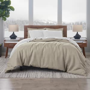 Ella Jayne Cotton Sateen Striped Duvet Cover 3-Piece Set, Natural Beige, Full/Queen Size