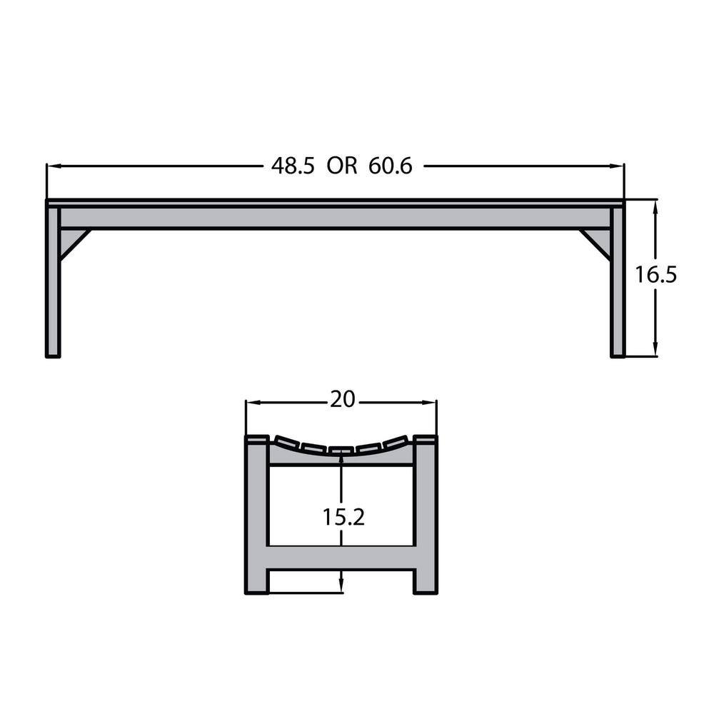 Eucalyptus Gray Recycled Plastic 4 ft Backless Outdoor Bench
