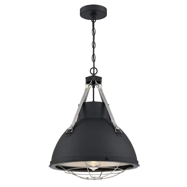 Unbranded Bartley 1-Light Matte Black with Dark Pewter Accents Pendant Light and Cage Shade