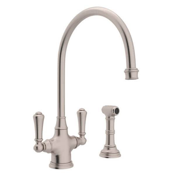 ROHL Georgian Era Double Handle Standard Kitchen Faucet in Satin Nickel