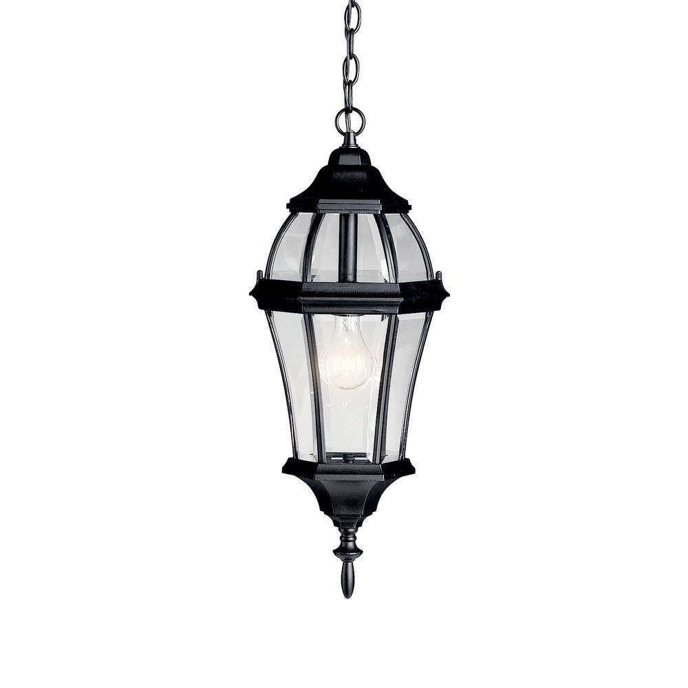 KICHLER Townhouse 1Light Black Outdoor Hanging Pendant Outdoor Light with Clear Beveled Glass