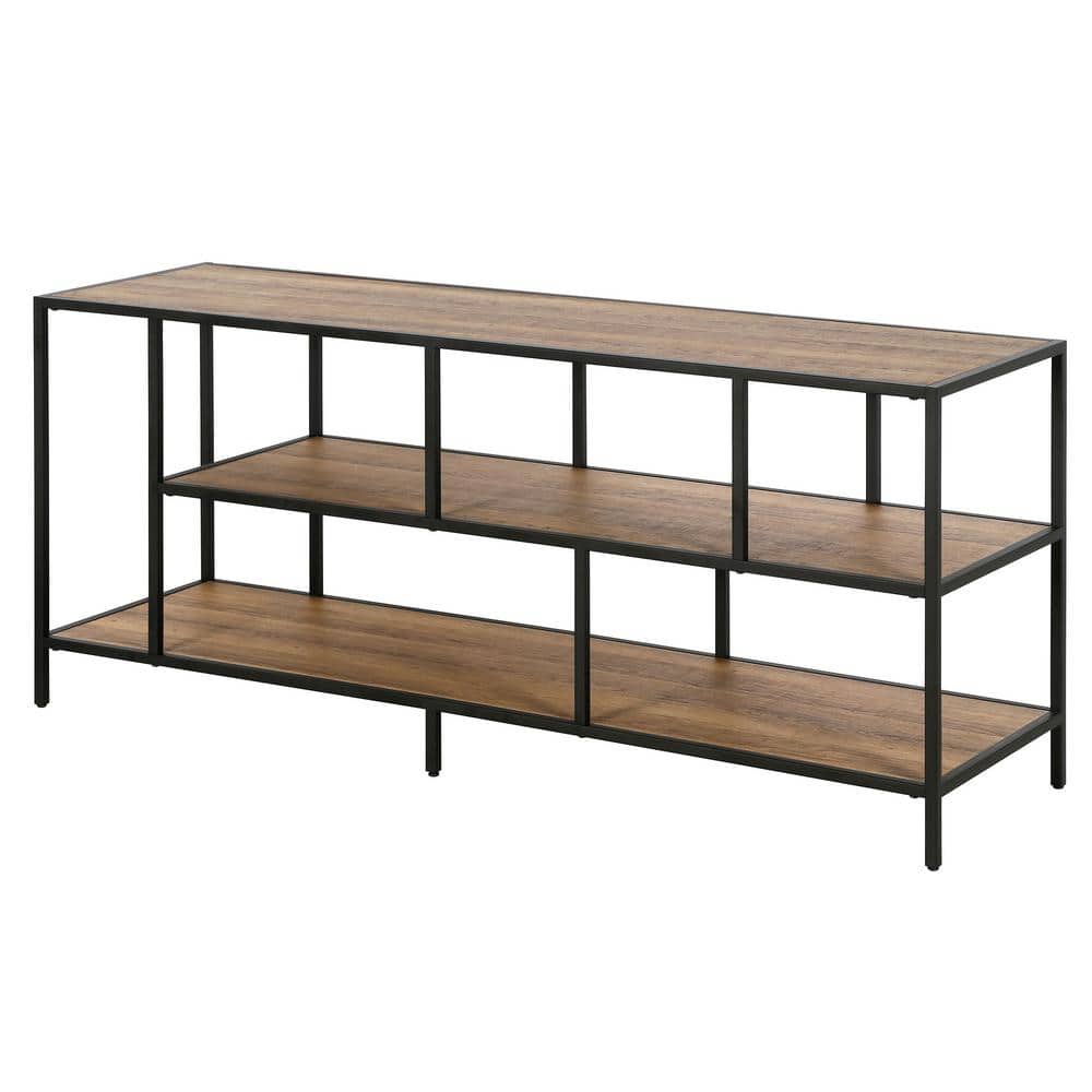 Winthrop 55" Blackened Bronze and Rustic Oak TV Stand