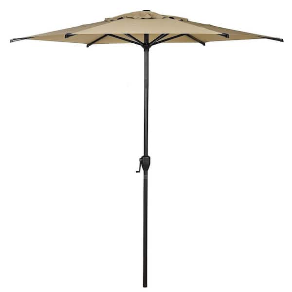 Unbranded 7.5 ft. Steel Market Patio Umbrella in Tan with Push Button Tilt