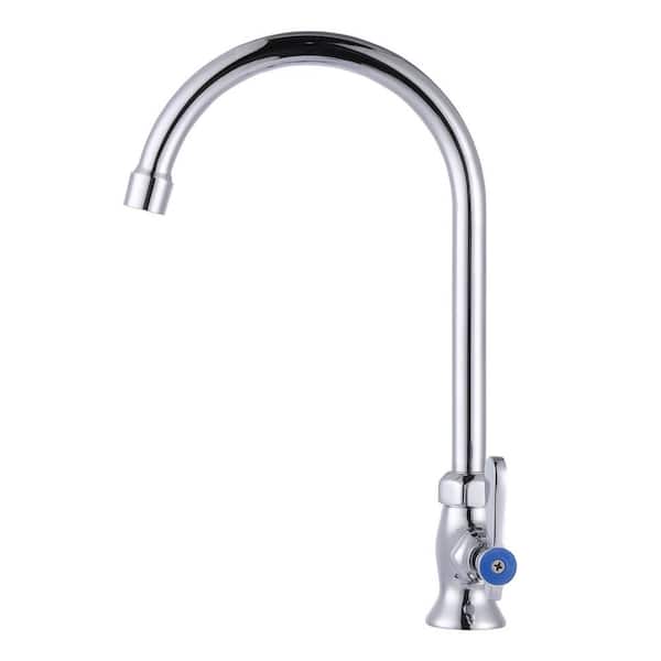 Single Handle Single Hole Deck Mount Commercial Brass Standard Kitchen Faucet with 360° Swivel Spout in Polished Chrome