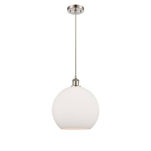 Innovations Athens 60-Watt 1 Light Brushed Satin Nickel Shaded Mini Pendant Light with Frosted glass Frosted Glass Shade