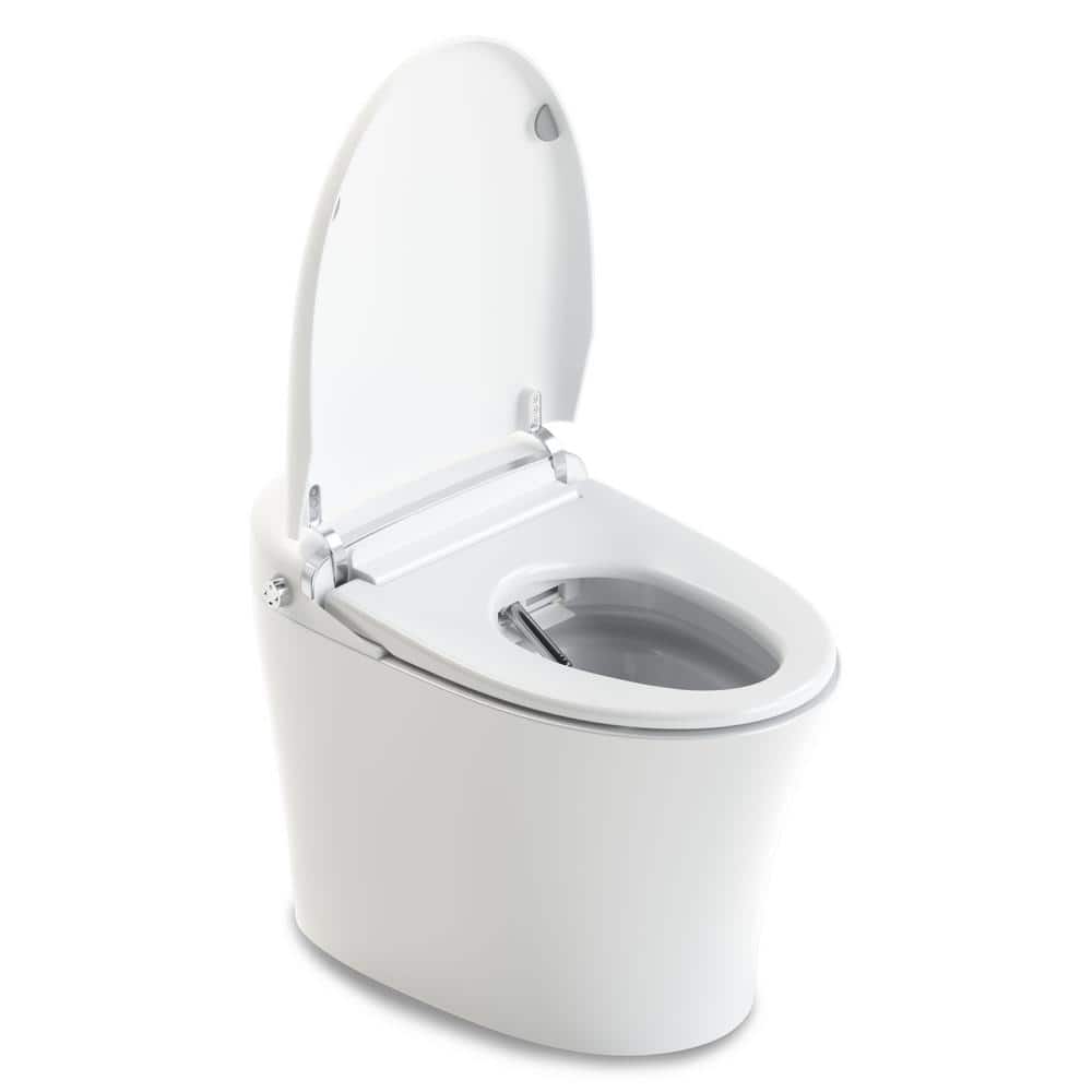 White High Efficiency Elongated Macerating Smart Toilet with Bidet
