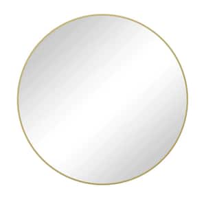 48 in. W x 48 in. H Oversized Big Size Round Framed Wall Mounted Bathroom Vanity Mirror in Gold
