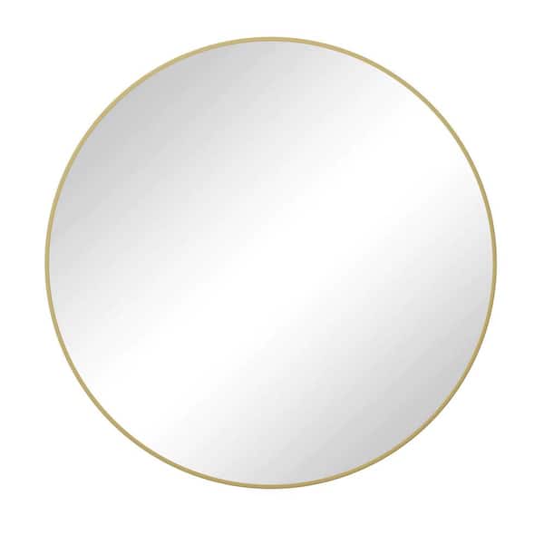 Unbranded 48 in. W x 48 in. H Oversized Big Size Round Framed Wall Mounted Bathroom Vanity Mirror in Gold