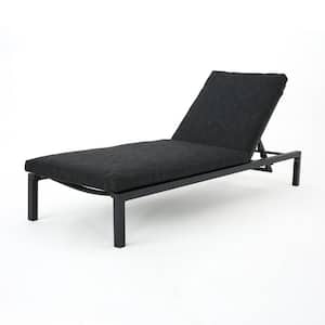 Dark Gray Aluminum Outdoor Patio Chaise Lounge with Dark Gray Cushion